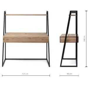 Tocador dormitorio estilo Industrial Negro Efecto Vintage - Imagen 11