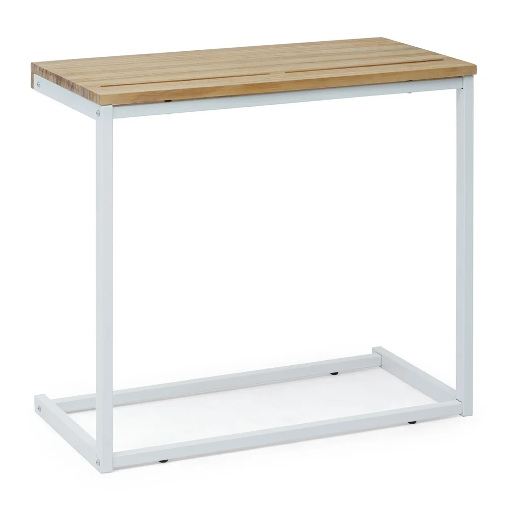 Mesita Ordenador Sofá Doble ECO Industrial Blanco Efecto Vintage