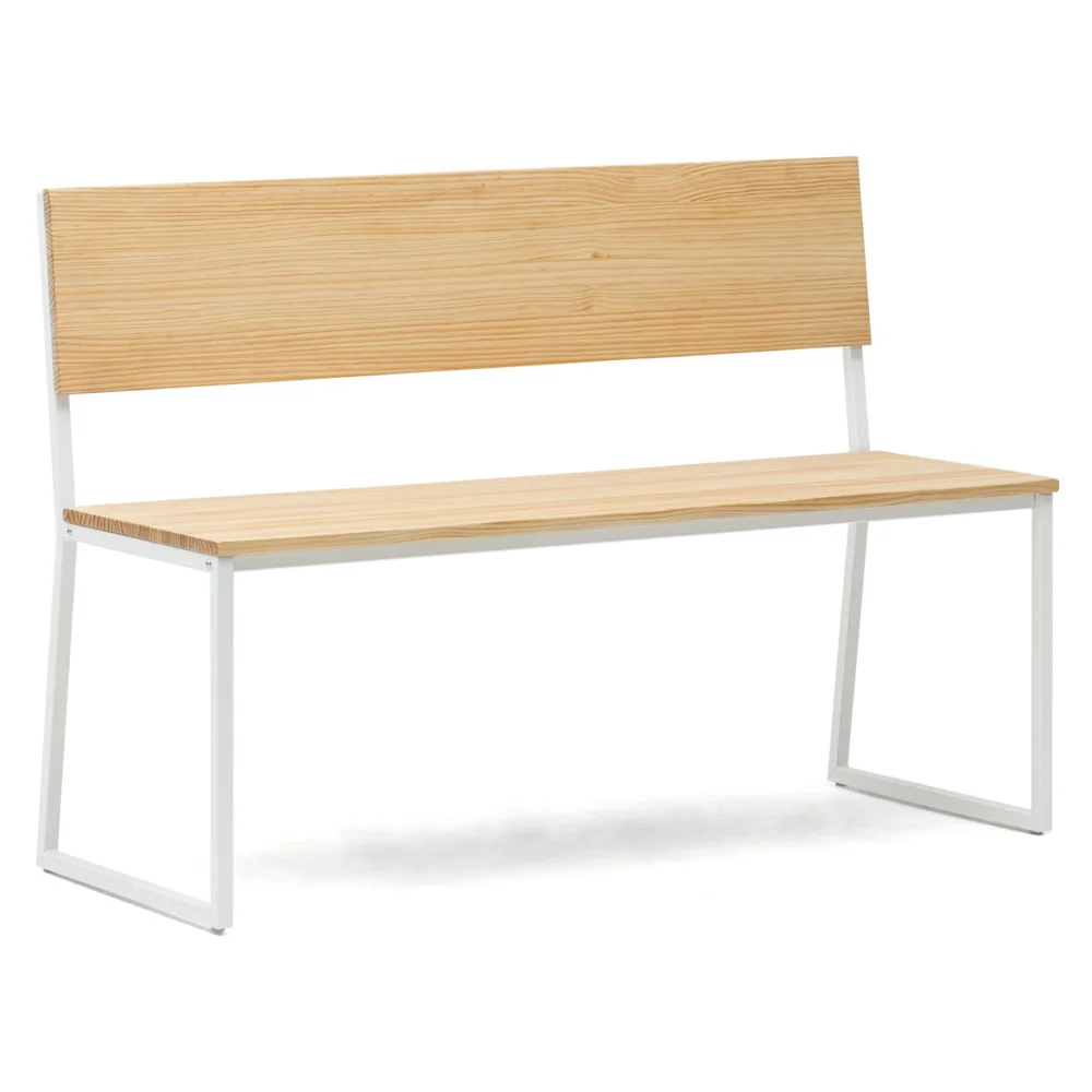 Banco respaldo antivuelco Oxford ECO-Line Blanco Madera Pino acabado natural Box Furniture