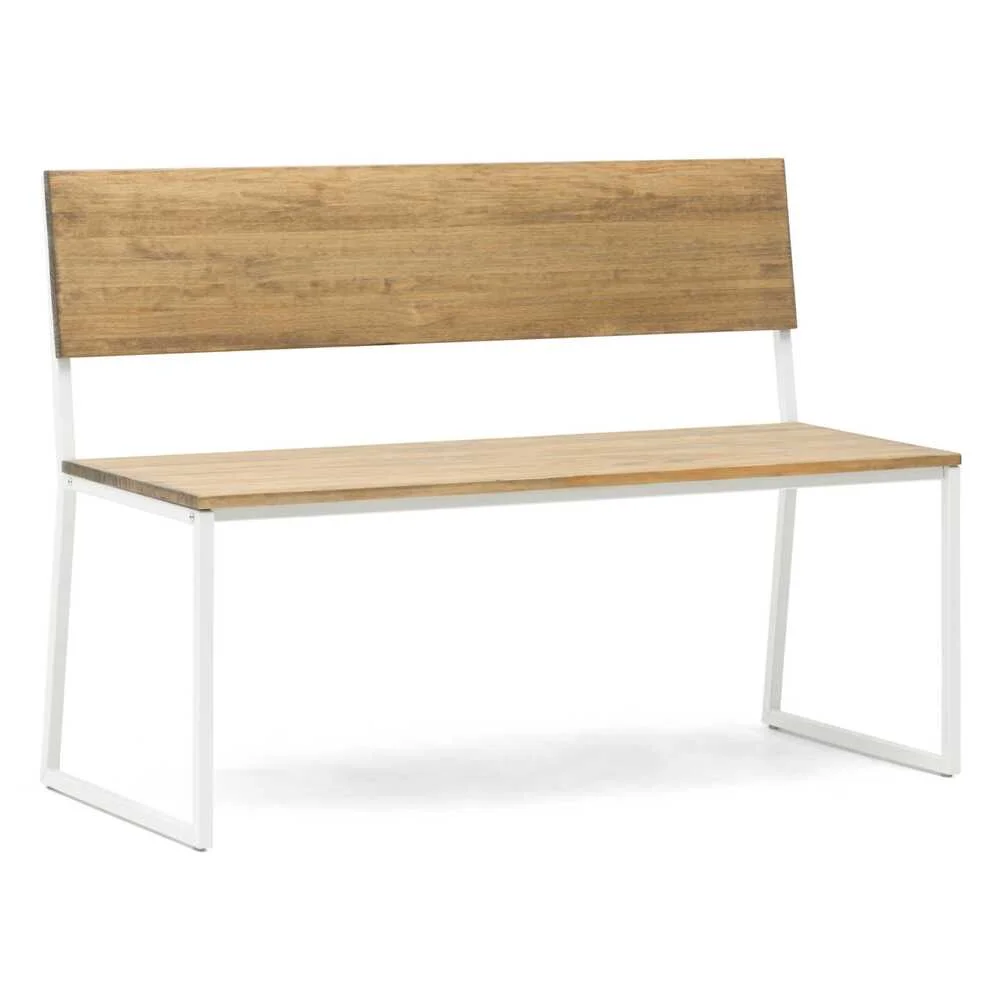 Banco respaldo antivuelco Oxford ECO-Line Blanco Madera Pino acabado envejecido Box Furniture