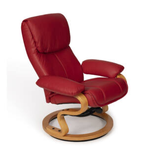 Sillón reclinable MF 7063 con reposapiés en polipiel roja con estructura de madera lacada - Imagen 5