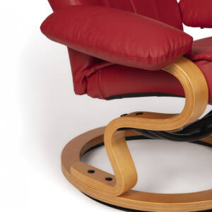 Sillón reclinable MF 7063 con reposapiés en polipiel roja con estructura de madera lacada - Imagen 6