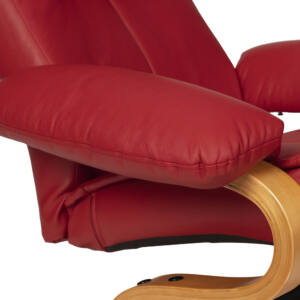 Sillón reclinable MF 7063 con reposapiés en polipiel roja con estructura de madera lacada - Imagen 7