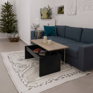 Mesa de Centro elevable 100x50x44cm a 57cm elevable en color roble y negro. - Imagen 13