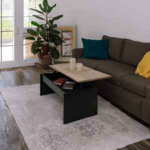 Mesa de Centro elevable 100x50x44cm a 57cm elevable en color roble y negro. - Imagen 14