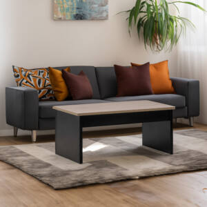 Mesa de Centro elevable 100x50x44cm a 57cm elevable en color roble y negro. - Imagen 15