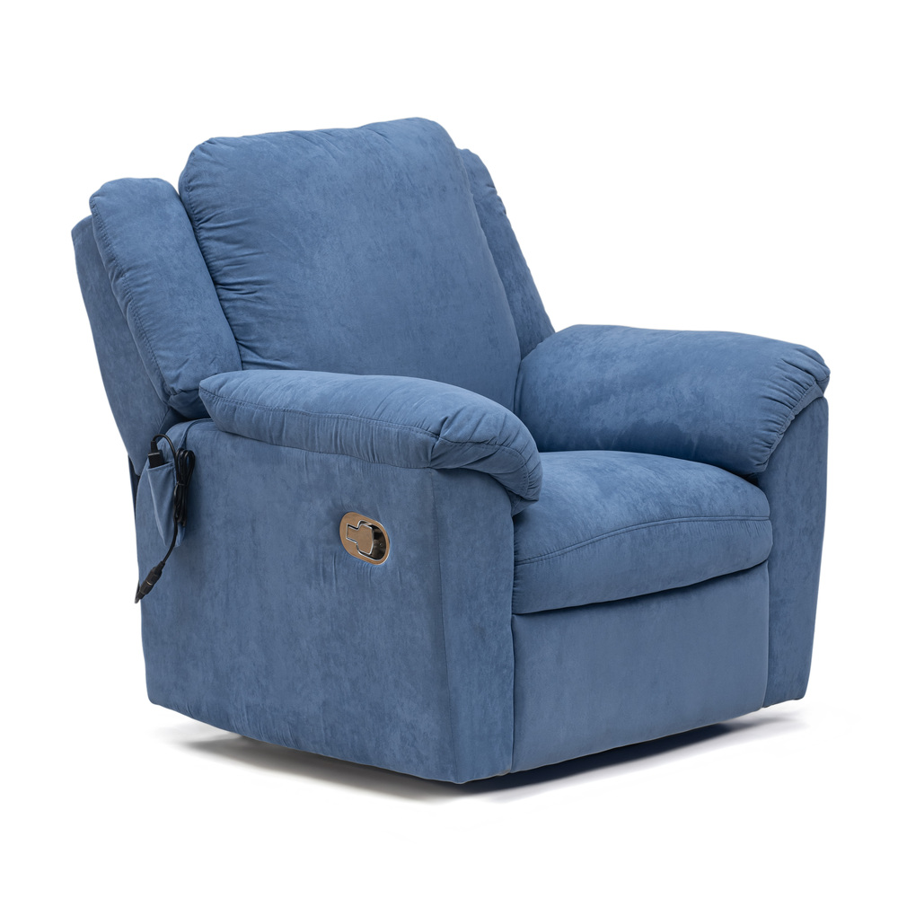 Sillón Relax reclinable y vibratorio función masaje microfibra azul