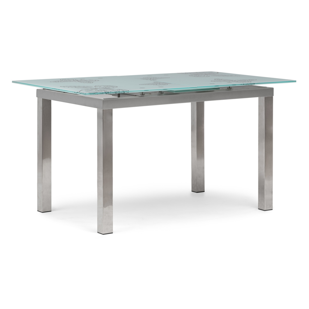 Mesa Comedor Cristal y Acero 140x85x75cm Extensible a 170 cm