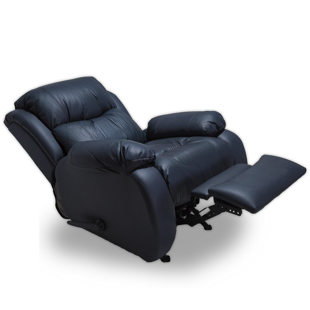 Sillón relax de masaje, reclinable con función balancín polipiel azul marino.