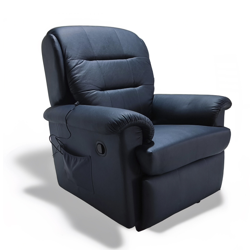 Sillón Relax de Masaje Reclinable Polipiel Azul Marino TS-833