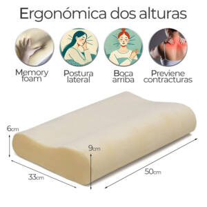 Almohada ergonómica cervical viscoelástica 33x50 9cm alto - Imagen 6
